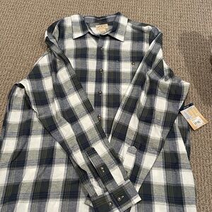 Men's Plaid Button-Down Shirt - Green and White